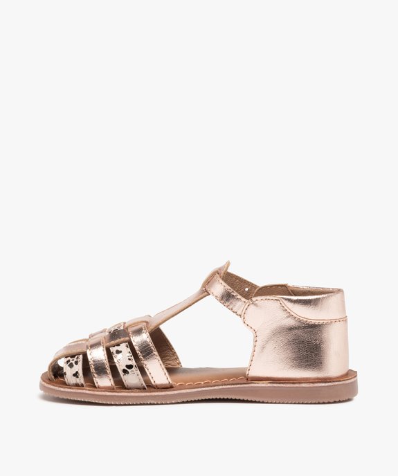 Sandales fille à brides multiples en cuir et bout fermé vue3 - GEMO (ENFANT) - GEMO