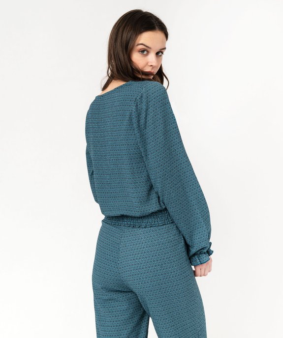 Blouse manches longues en maille extensible texturée imprimée femme vue1 - GEMO(FEMME PAP) - GEMO