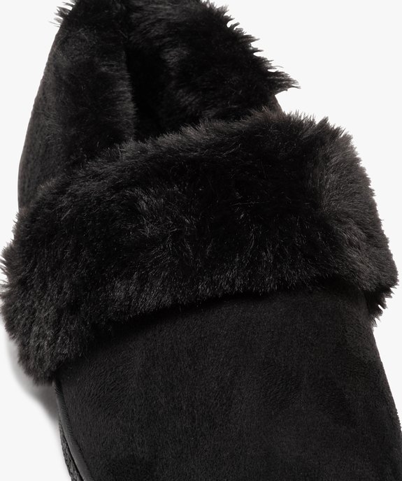 Chaussons femme fourrés dessus en suédine unie vue6 - GEMO(HOMWR FEM) - GEMO