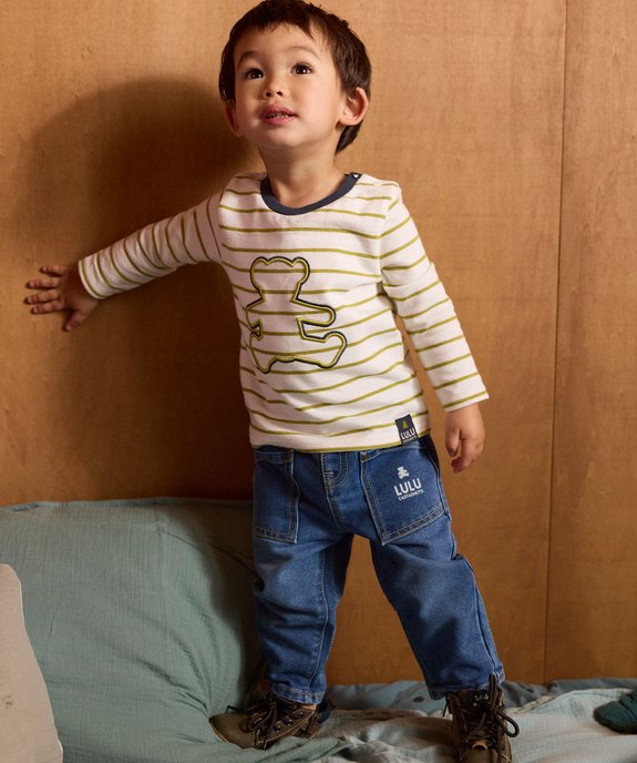 Jean coupe mom avec poches plaquées bébé garçon - LuluCastagnette vue2 - LULUCASTAGNETTE - GEMO