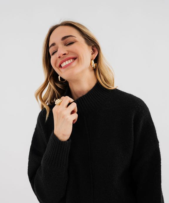 Pull col montant avec couture sur l’avant femme vue2 - GEMO(FEMME PAP) - GEMO