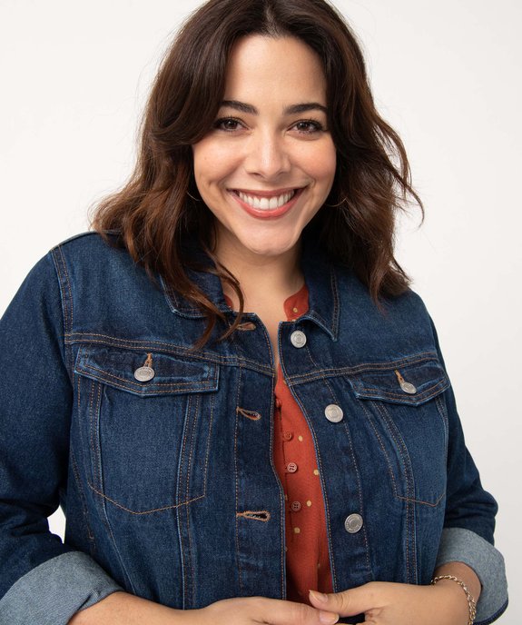 Veste en jean femme grande taille délavage plus responsable vue2 - GEMO 4G GT - GEMO