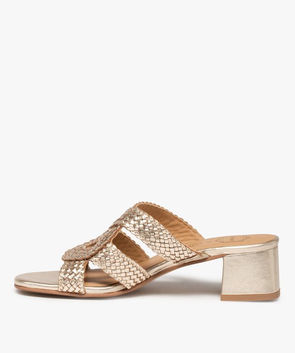Mules femme à talon dessus cuir tressé – Taneo vue3 - TANEO - GEMO