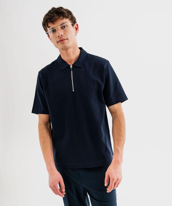 Polo manches courtes à col zippé homme vue1 - GEMO 4G HOMME - GEMO