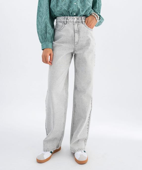 Jean wide leg taille haute coloris délavé femme vue4 - GEMO 4G FEMME - GEMO