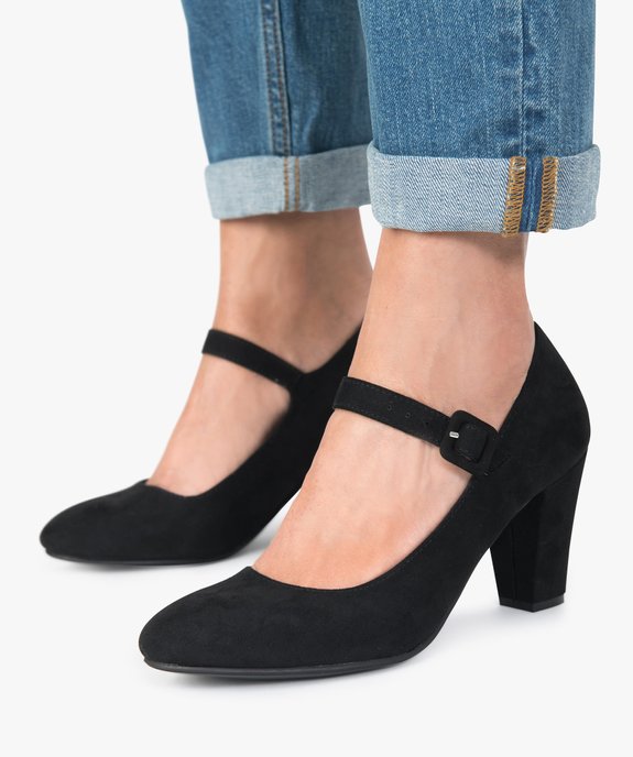 Escarpins femme Mary Jane à boucle en suédine vue1 - GEMO(URBAIN) - GEMO