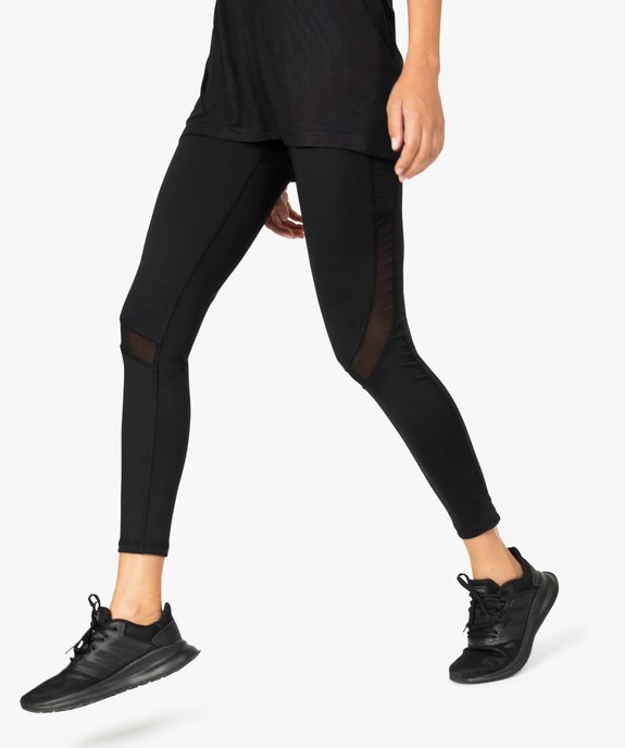 Leggings de sport femme avec bandes texturées et résille vue1 - GEMO(FEMME PAP) - GEMO