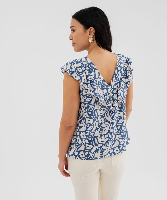 Blouse sans manches à volants en viscose imprimée femme vue3 - GEMO 4G FEMME - GEMO