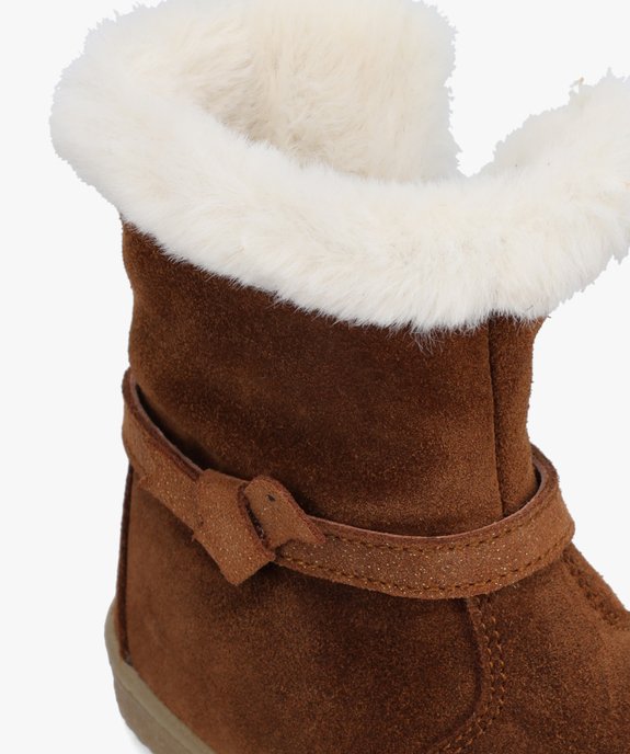 Boots bébé fille avec col fourré dessus cuir uni – NA!  vue6 - NA! - GEMO
