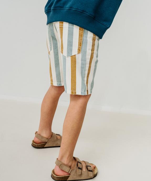 Bermuda skater en coton délavé et rayé garçon vue6 - GEMO 4G GARCON - GEMO