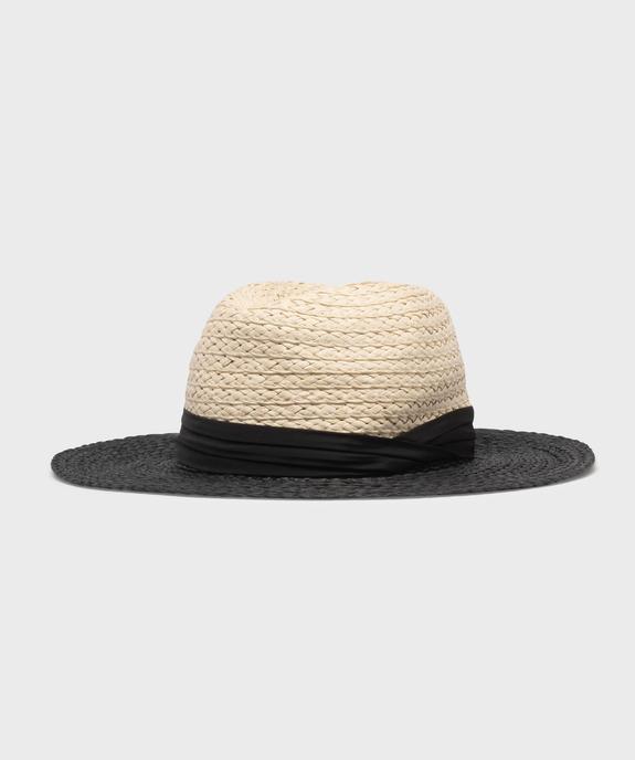 Chapeau de paille bicolore avec bande de tissu femme vue1 - GEMO (ACCESS) - GEMO