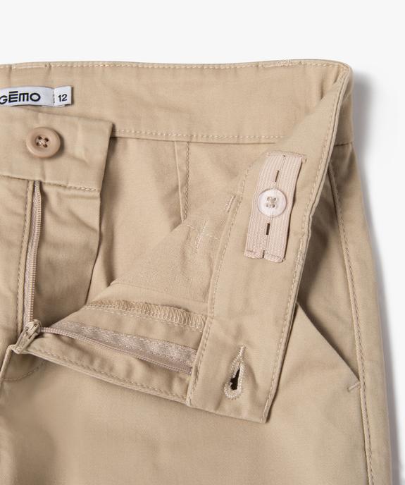 Pantalon garçon chino uni à revers vue2 - GEMO 4G GARCON - GEMO
