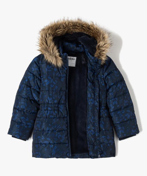 Parka fille fleurie à capuche doublée fourrure imitation vue2 - GEMO 4G FILLE - GEMO