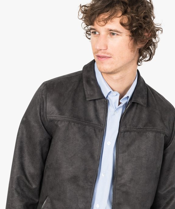 Blouson uni aspect nubuck vue2 - GEMO (HOMME) - GEMO