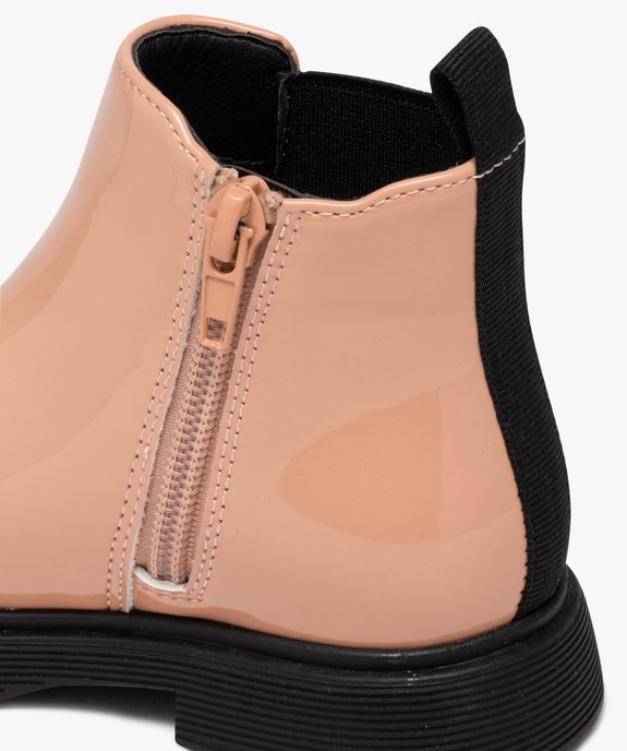 Bottes fille Chelsea vernies à zip vue6 - GEMO (ENFANT) - GEMO