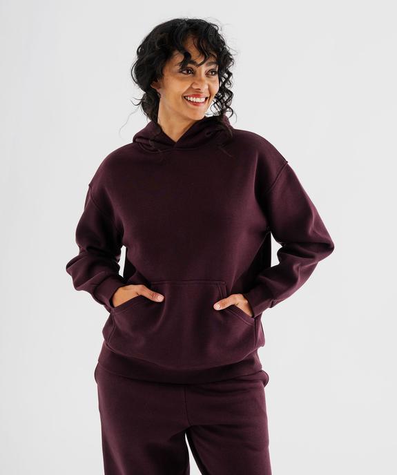 Sweat à capuche en molleton uni femme vue1 - GEMO 4G FEMME - GEMO