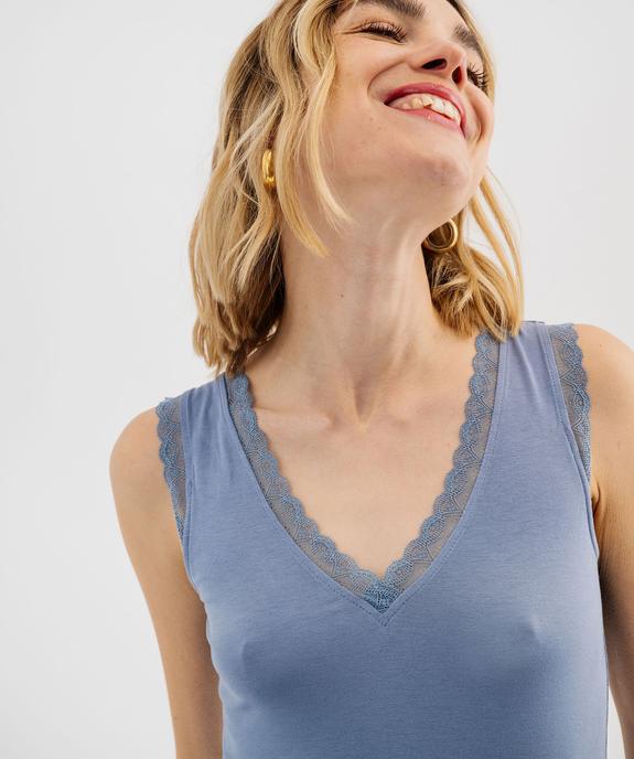 Débardeur avec col V en dentelle femme vue2 - GEMO 4G FEMME - GEMO