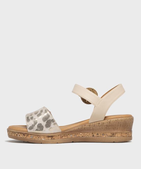 Sandales scintillantes à talon compensé femme - Emilia Rosa vue3 - EMILIA ROSA - GEMO