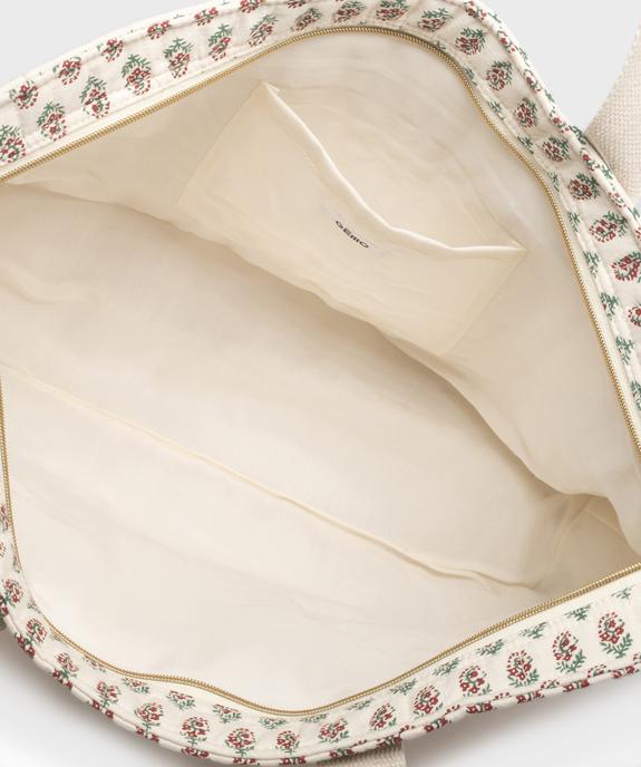 Sac cabas zippé grand format en toile fleurie femme vue4 - GEMO (ACCESS) - GEMO
