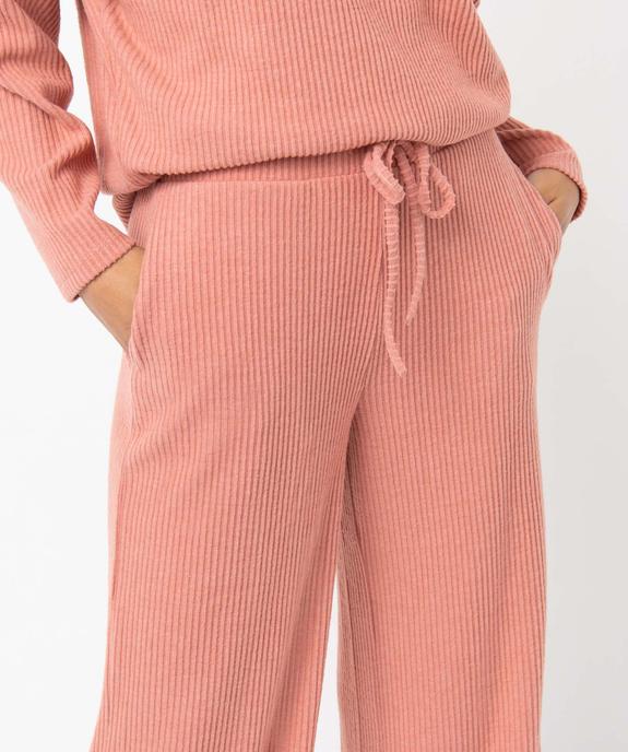 Bas de pyjama large en maille côtelée extra douce femme vue2 - GEMO 4G FEMME - GEMO
