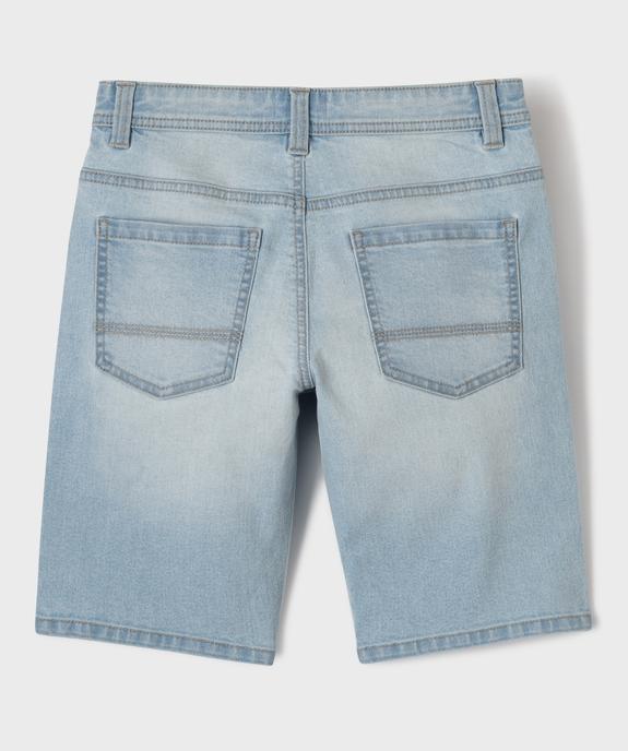 Bermuda en jean stretch coupe slim taille ajustable garçon vue3 - GEMO 4G GARCON - GEMO