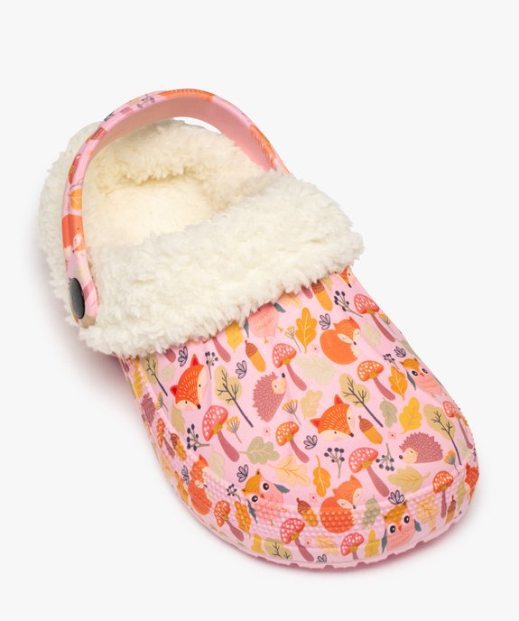 Chaussons fille sabots souples imprimés doublés sherpa vue5 - GEMO (ENFANT) - GEMO