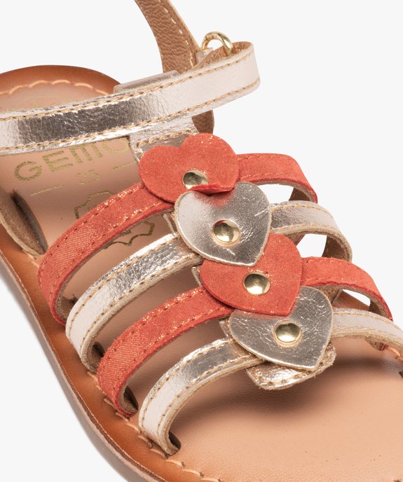 Sandales fille à brides en cuir métallisé ornées de cœurs vue6 - GEMO (ENFANT) - GEMO