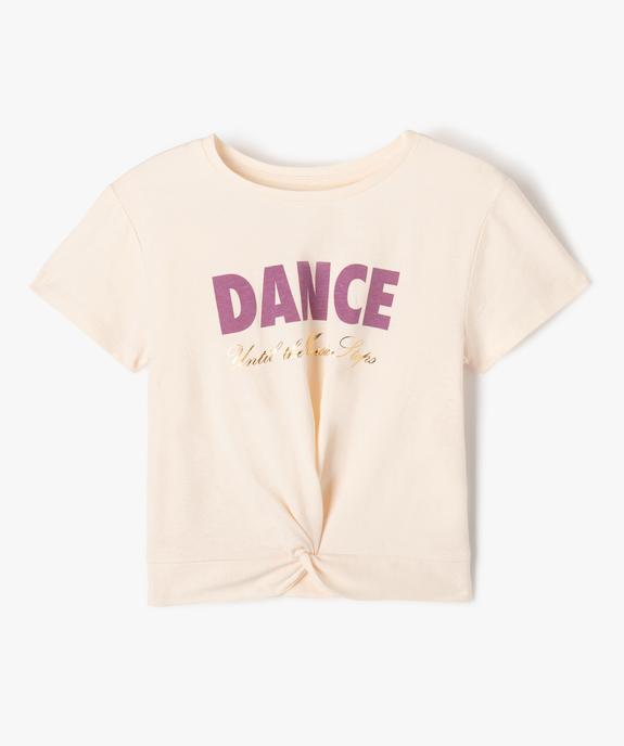 Tee-shirt à manches courtes avec inscription pailletée fille vue1 - GEMO (ENFANT) - GEMO