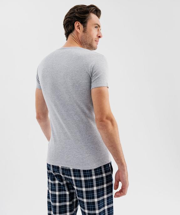 Tee-shirt homme à manches courtes et col V en coton biologique (lot de 2) vue3 - GEMO 4G HOMME - GEMO