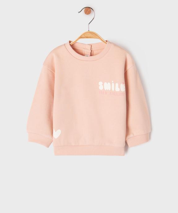 Sweat molletonné avec motifs bébé fille vue1 - GEMO 4G BEBE - GEMO