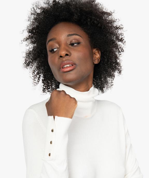 Pull femme à col roulé et boutons sur les poignets vue2 - GEMO(FEMME PAP) - GEMO
