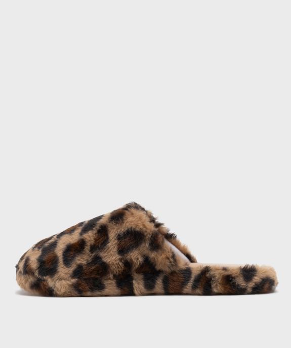 Chaussons mules en fourrure imitation imprimée léopard femme vue3 - GEMO(HOMWR FEM) - GEMO
