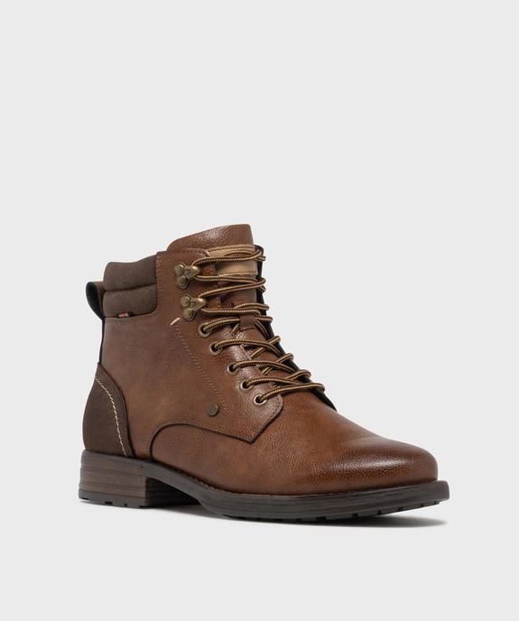 Boots à col matelassée, lacets et zip homme vue2 - MARIO BALDANO - GEMO