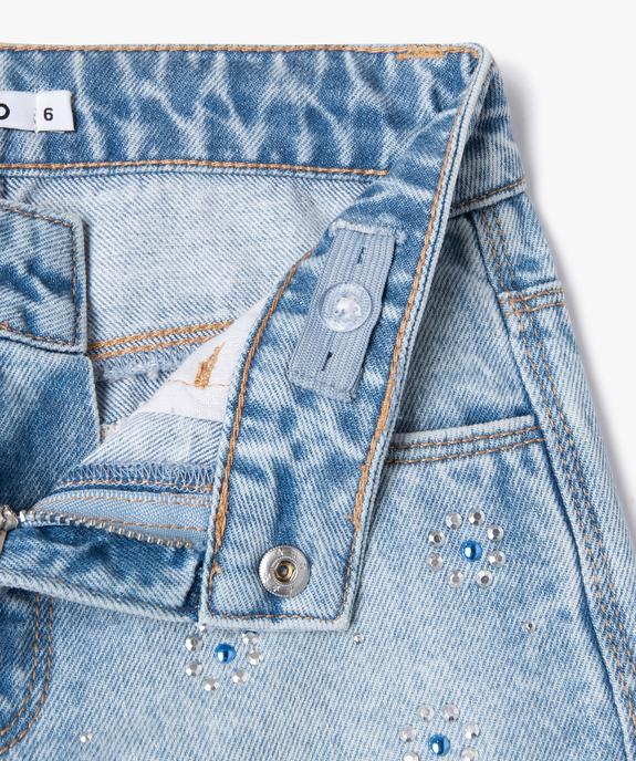 Short en jean délavé à strass brillants fille vue2 - GEMO 4G FILLE - GEMO