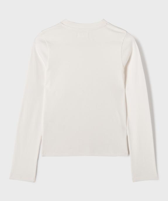Tee-shirt manches longues uni en maille côtelée fille vue3 - GEMO 4G FILLE - GEMO