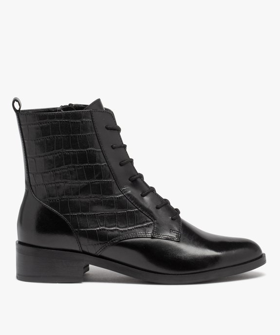Bottines en cuir à lacets et bout amande femme vue1 - GEMO (CASUAL) - GEMO