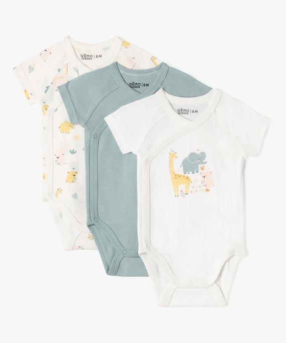 Bodies à manches courtes à motifs animaux de la jungle bébé (lot de 3) vue1 - GEMO 4G BEBE - GEMO