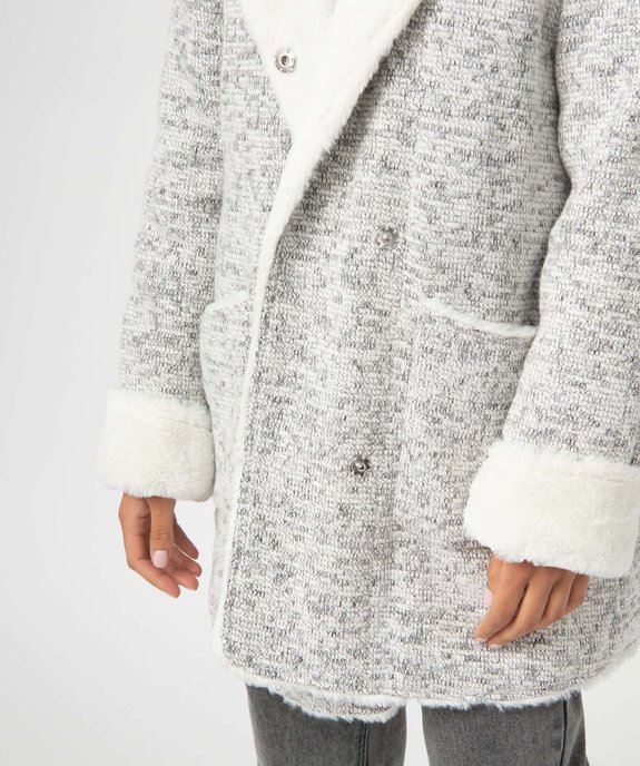Manteau femme court en maille chinée avec capuche vue6 - GEMO(FEMME PAP) - GEMO