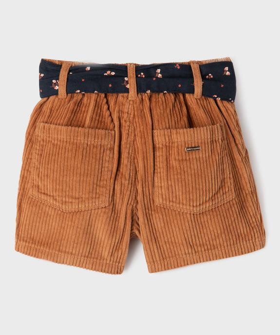 Short en velours côtelé à taille haute et ceinture à nouer fille - LuluCastagnette vue3 - LULUCASTAGNETTE - GEMO