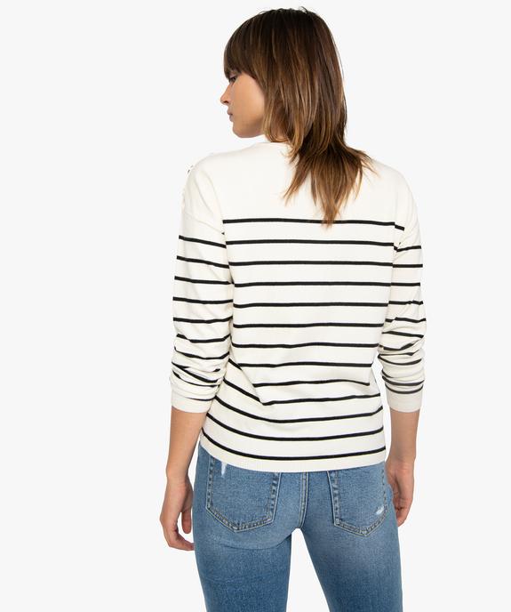 Pull femme  marinière en maille fine et douce vue3 - GEMO(FEMME PAP) - GEMO