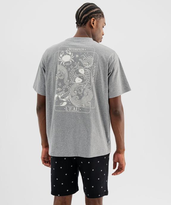 Haut de pyjama manches courtes imprimé devant et dos mixte vue8 - GEMO 4G FEMME - GEMO