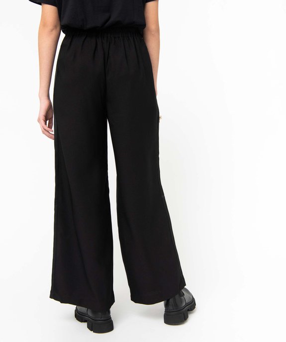 Pantalon femme coupe large avec bandes satinées sur les côtés vue3 - GEMO(FEMME PAP) - GEMO