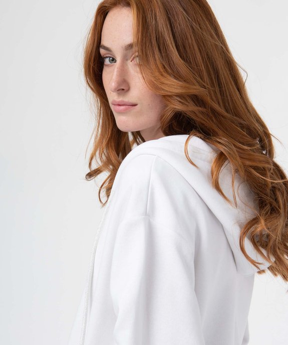 Sweat femme zippé à capuche coupe oversize vue2 - GEMO(FEMME PAP) - GEMO