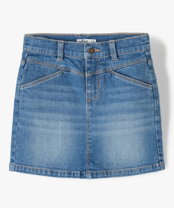 Jupe en jean fille avec jeu de surpiqûres vue1 - GEMO (ENFANT) - GEMO