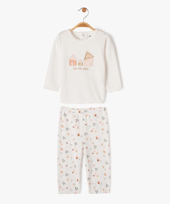 Pyjama en velours 2 pièces à motifs maisons bébé fille vue2 - GEMO(BB COUCHE) - GEMO
