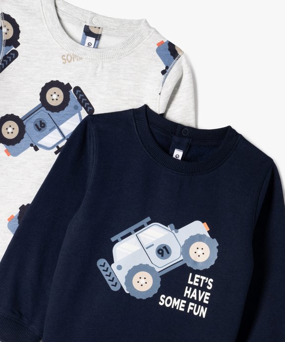Sweat en molleton doux imprimé jungle bébé garçon (lot de 2) vue2 - GEMO(BEBE DEBT) - GEMO