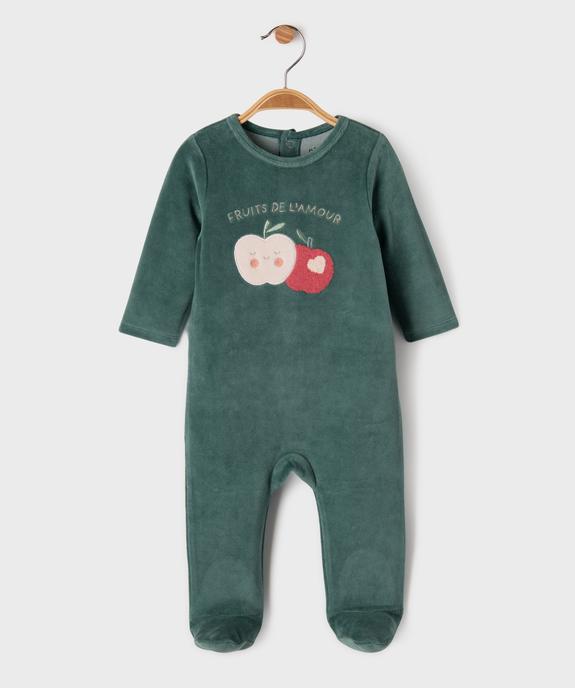 Pyjama en velours motifs pommes bébé fille vue1 - GEMO 4G BEBE - GEMO