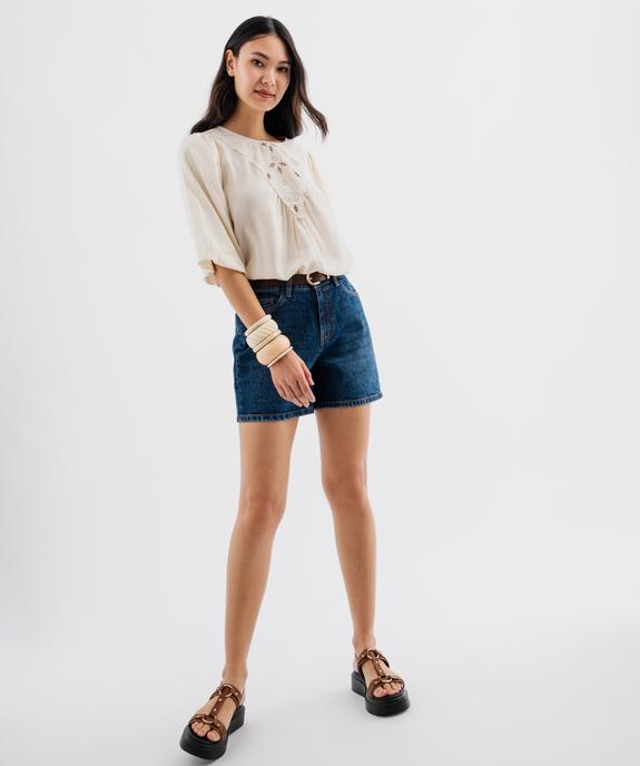 Blouse manches 3/4 avec empiècement brodé femme vue4 - GEMO(FEMME PAP) - GEMO