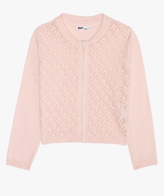 Gilet fille avec devant ajouré en coton biologique vue1 - GEMO 4G FILLE - GEMO