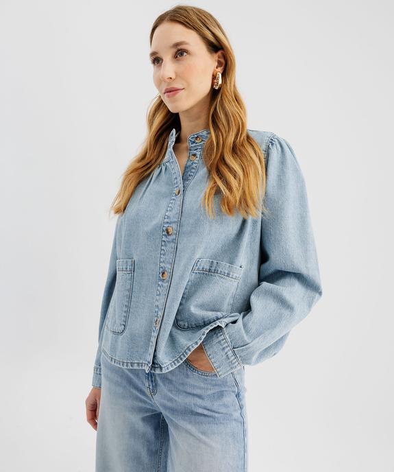 Chemise en jean coupe blouse ample femme vue2 - GEMO(FEMME PAP) - GEMO